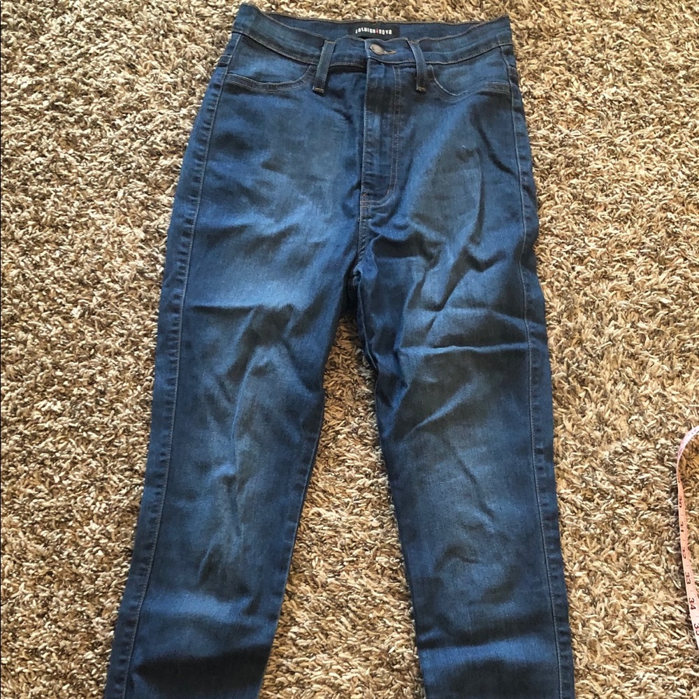 Fashion Nova high waisted skinny jeans. Dark blue.